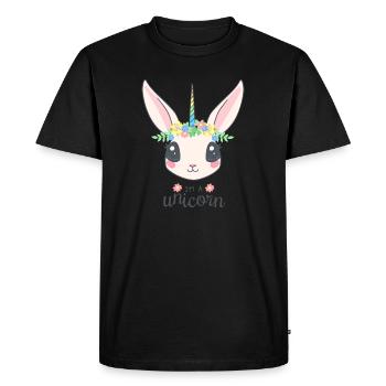 Lapinlicorne Pastel à Couronne Florale - T-shirt Premium bio Homme - noir - Devant - Nico (187cm)