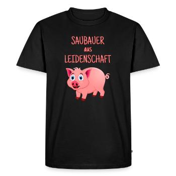 clean farmer, pig farmer, farmer, animal husbandry - Men's Premium Organic T-Shirt - black - Front - Nico (187cm)