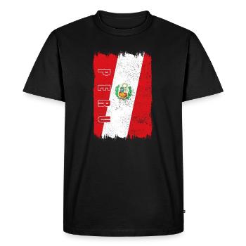 Drapeau du Pérou - T-shirt Premium bio Homme - noir - Devant - Nico (187cm)