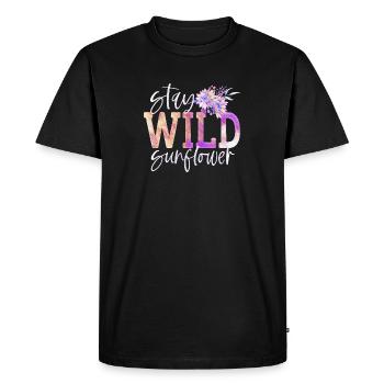 Stay Wild sunflower - Men's Premium Organic T-Shirt - black - Front - Nico (187cm)