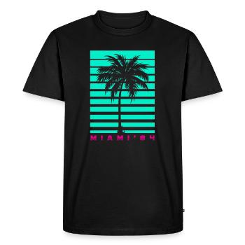 Miami Palm Tree Retro - Men's Premium Organic T-Shirt - black - Front - Nico (187cm)