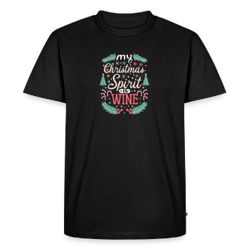 My Christmas Spirit Is Wine - Men's Premium Organic T-Shirt - black - Front - Nico (187cm)