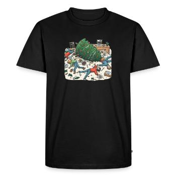 Exuberant Christmas tree party - Men's Premium Organic T-Shirt - black - Front - Nico (187cm)