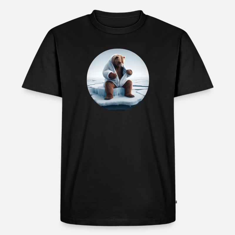 Bär im Schafspelz sitzt auf Scholle - Männer Premium Bio T-Shirt - Schwarz