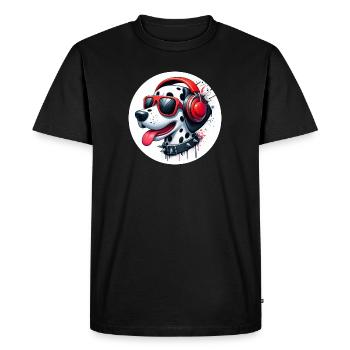 Dalmatian Dog Patches Noir Blanc Casque - T-shirt Premium bio Homme - noir - Devant - Nico (187cm)