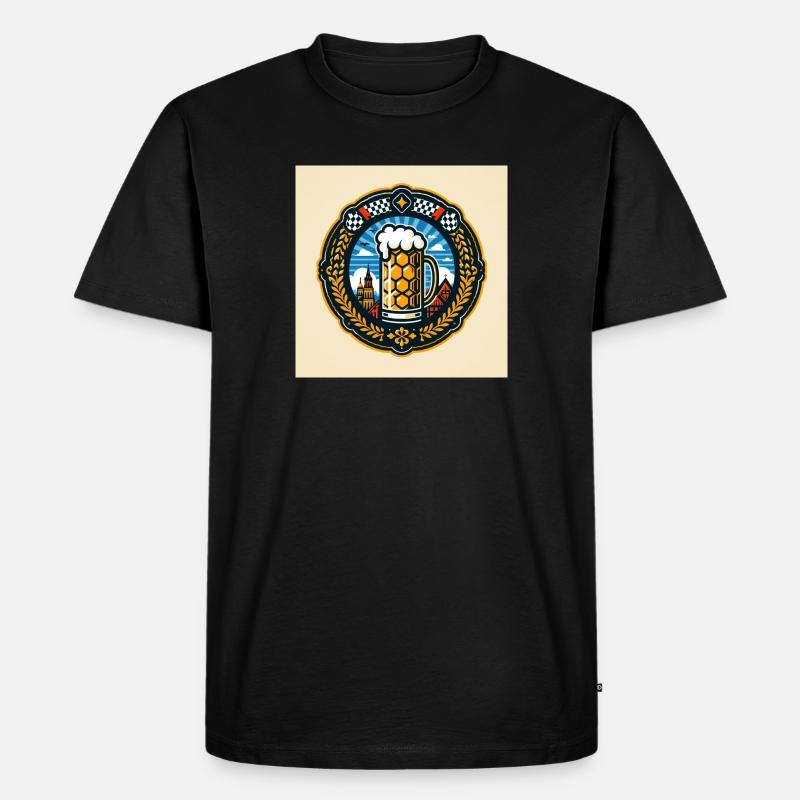 Bier Logo 2 - Männer Premium Bio T-Shirt - Schwarz