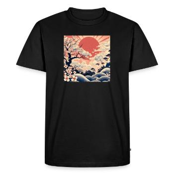 Sunrise Ukiyo-e Style - Men's Premium Organic T-Shirt - black - Front - Nico (187cm)