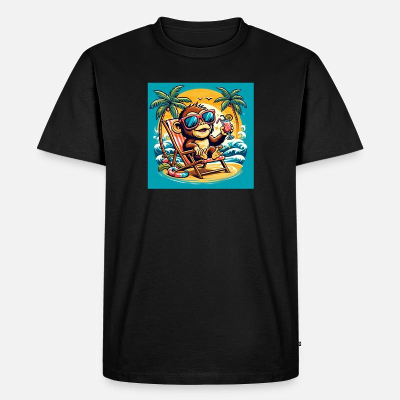 Äffchen am Strand - Männer Premium Bio T-Shirt - Schwarz