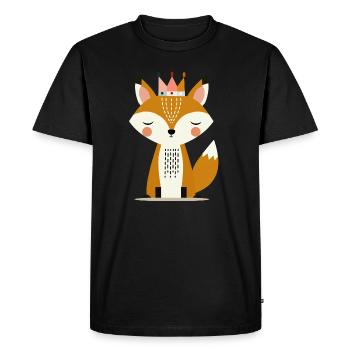 Renard mignon avec couronne – Art minimaliste - T-shirt Premium bio Homme - noir - Devant - Nico (187cm)
