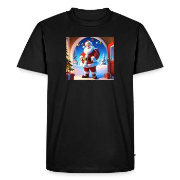 Dessin animé Joyeux Noël Saint-Nicolas Cadeau - T-shirt Premium bio Homme - noir - Devant - Nico (187cm)