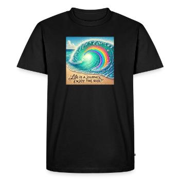 Wave Journey Rainbow Swirl - Men's Premium Organic T-Shirt - black - Front - Nico (187cm)