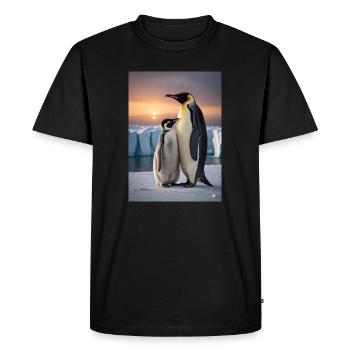 Pingouin avec son petit sur la banquise au pôle Sud - T-shirt Premium bio Homme - noir - Devant - Nico (187cm)