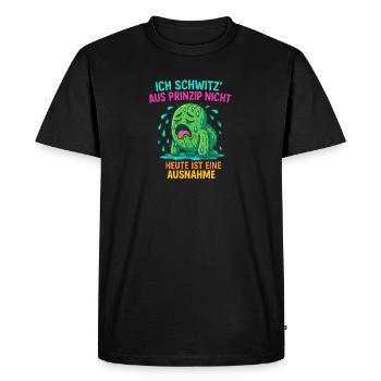 Drôle de design de cactus – « Je transpire par principe - T-shirt Premium bio Homme - noir - Devant - Nico (187cm)