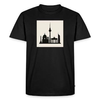 Berlin Skyline Silhouette - Men's Premium Organic T-Shirt - black - Front - Nico (187cm)