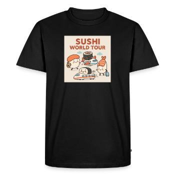 Sushi Voyage Illustration - T-shirt Premium bio Homme - noir - Devant - Nico (187cm)