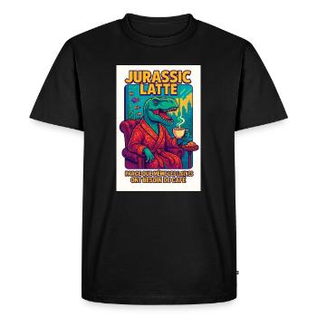 T-Rex Latte - Le café des légendes - T-shirt Premium bio Homme - noir - Devant - Nico (187cm)