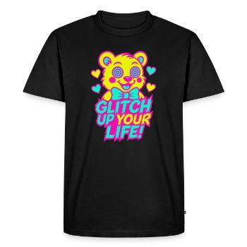 Glitch Up your Life! Motif 2 - T-shirt Premium bio Homme - noir - Devant - Nico (187cm)