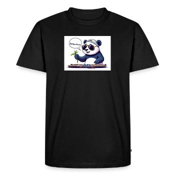 DJ Panda with Goggles and Bamboo Stick - Men's Premium Organic T-Shirt - black - Front - Nico (187cm)