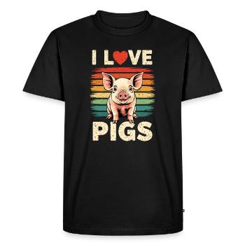 Cochon Truie Fermier Fermier Cadeau Rétro - T-shirt Premium bio Homme - noir - Devant - Nico (187cm)