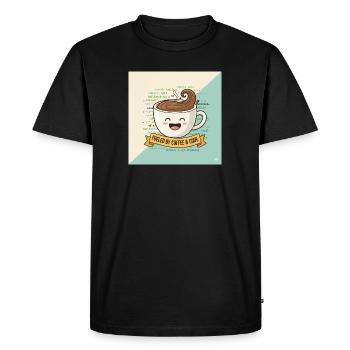 Happy Coffee Mug and Code - Men's Premium Organic T-Shirt - black - Front - Nico (187cm)