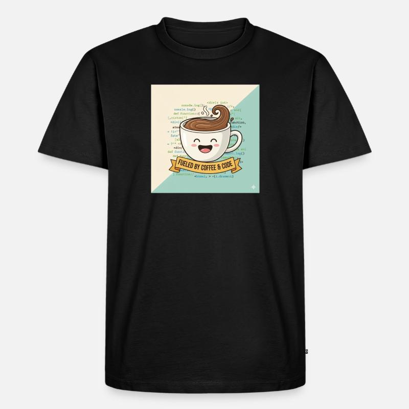 Happy Coffee Becher und Code - Männer Premium Bio T-Shirt - Schwarz