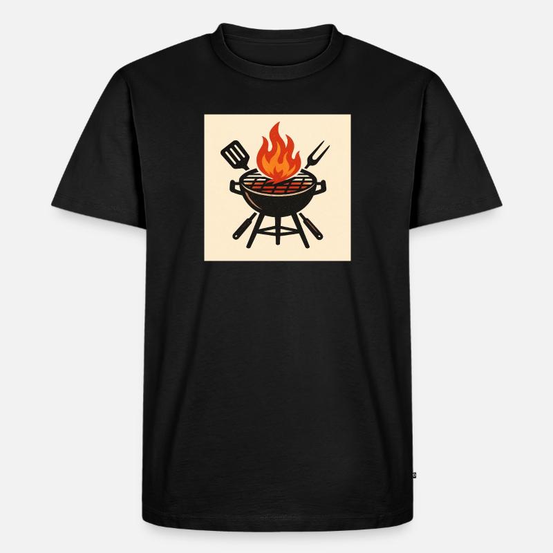 Feuriger Grillabend - Männer Premium Bio T-Shirt - Schwarz