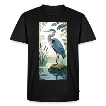 Jeune héron cendré dans la nature - T-shirt Premium bio Homme - noir - Devant - Nico (187cm)