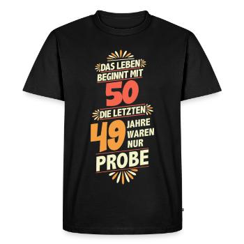 Birthday 50th Anniversary Design Birthday Party - Men's Premium Organic T-Shirt - black - Front - Nico (187cm)