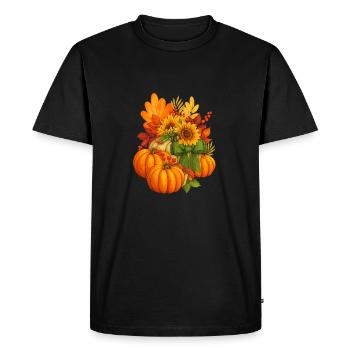 Autumn Harvest Pumpkins and Sunflowers - Men's Premium Organic T-Shirt - black - Front - Nico (187cm)