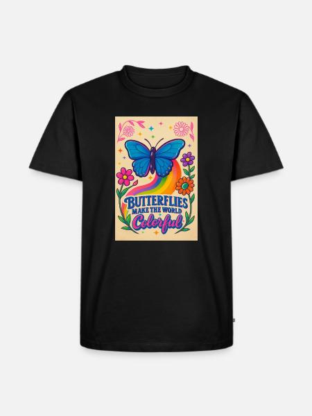 Papillon Couleur Monde Motif - T-shirt Premium bio Homme - noir