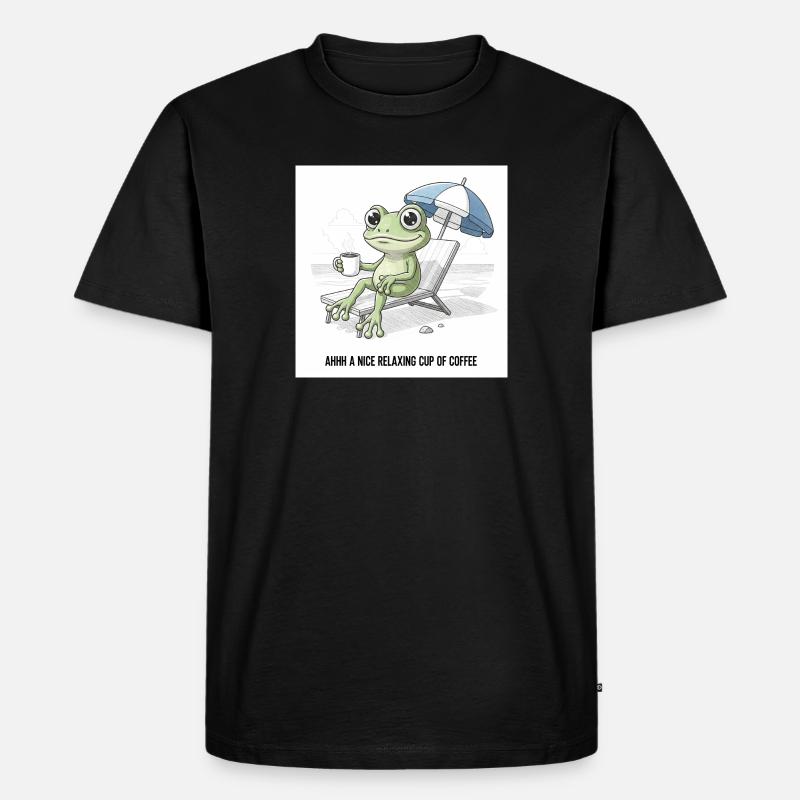 Frosch Strand Kaffee Chill - Männer Premium Bio T-Shirt - Schwarz