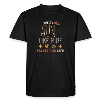 Avec une tante comme la mienne, je suis prêt pour la vie – Cute Ret - T-shirt Premium bio Homme - noir - Devant - Nico (187cm)