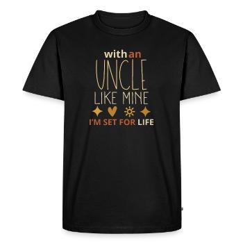 Avec un oncle comme le mien, je suis prêt pour la vie – Cool Re - T-shirt Premium bio Homme - noir - Devant - Nico (187cm)