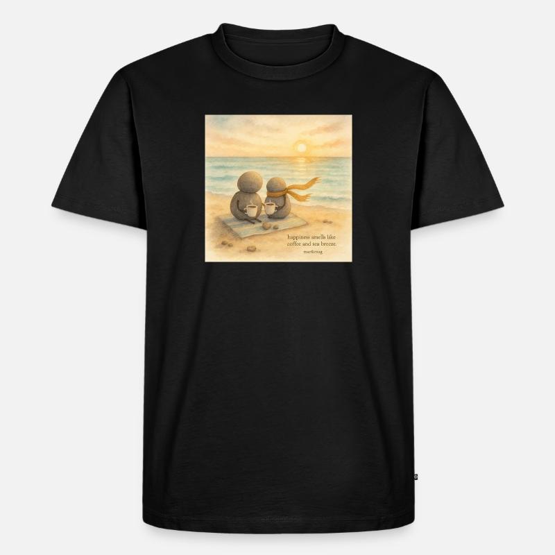 Sea Breeze Kaffee Begleiter - Männer Premium Bio T-Shirt - Schwarz