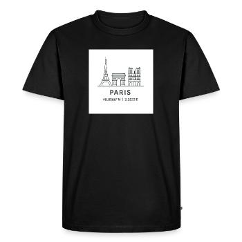 Paris Line Art Silhouette Landmark - Men's Premium Organic T-Shirt - black - Front - Nico (187cm)