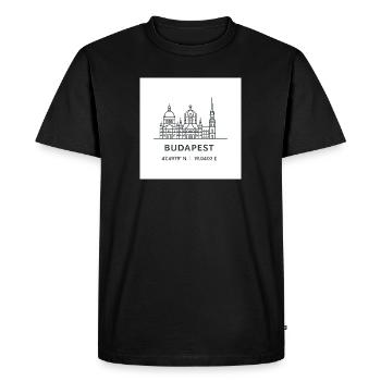 Budapest, Line Art, Silhouette, Point de repère - T-shirt Premium bio Homme - noir - Devant - Nico (187cm)