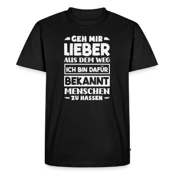 Écarte-toi de mon chemin – je déteste les gens - T-shirt Premium bio Homme - noir - Devant - Nico (187cm)