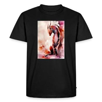 Red Watercolor Dragon - Men's Premium Organic T-Shirt - black - Front - Nico (187cm)
