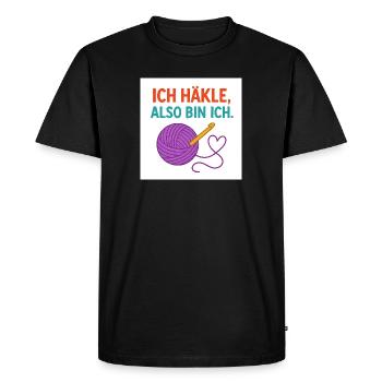 I crochet, therefore I am - Men's Premium Organic T-Shirt - black - Front - Nico (187cm)