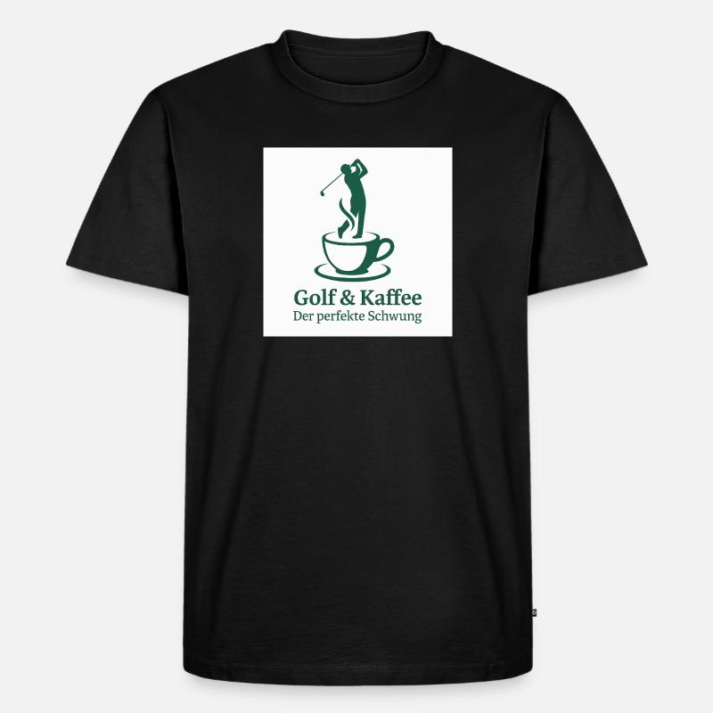 Golf & Kaffee – Der perfekte Schwung  - Männer Premium Bio T-Shirt - Schwarz