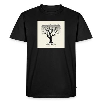 Linogravure de l’arbre urbain « Croquis du Gris » - T-shirt Premium bio Homme - noir - Devant - Nico (187cm)