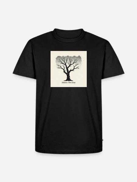 Stadtbaum Linolschnitt "Sketch the Grey" - Männer Premium Bio T-Shirt - Schwarz