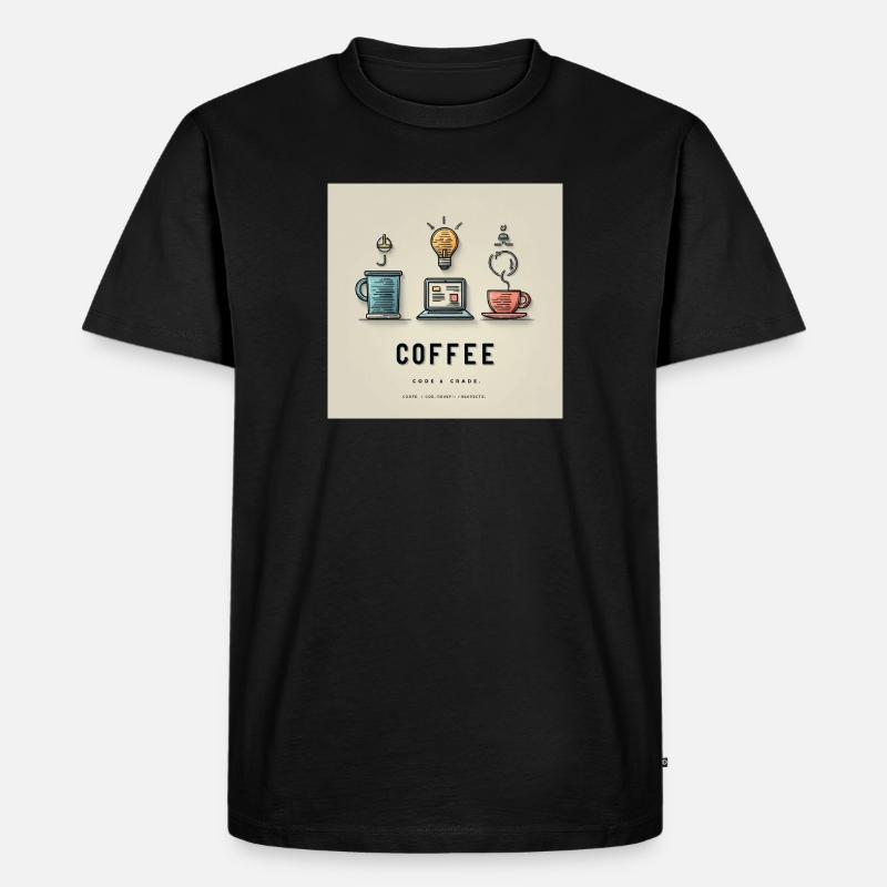 Kaffee Code Design - Männer Premium Bio T-Shirt - Schwarz