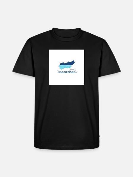 Bodensee Landschaftslogo Seeufer - Männer Premium Bio T-Shirt - Schwarz
