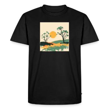 Solar Horizon and Pines - Men's Premium Organic T-Shirt - black - Front - Nico (187cm)