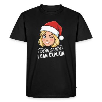 Dear Santa I Can Explain Cartoon - Men's Premium Organic T-Shirt - black - Front - Nico (187cm)