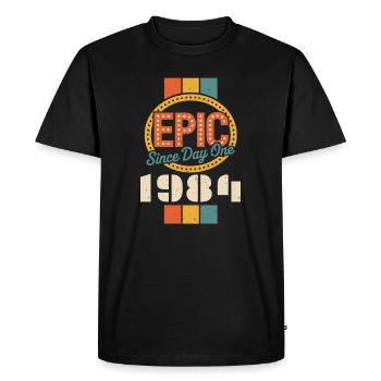 Legendary since 1984 - Men's Premium Organic T-Shirt - black - Front - Nico (187cm)