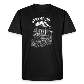 Steampunk Steam Locomotive - Men's Premium Organic T-Shirt - black - Front - Nico (187cm)