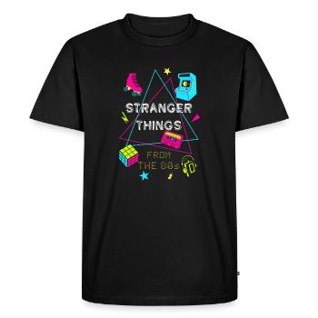 Jeux rétro néon des années 80 - T-shirt Premium bio Homme - noir - Devant - Nico (187cm)