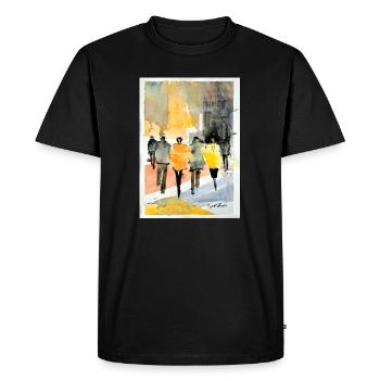 Mode populaire - T-shirt Premium bio Homme - noir - Devant - Nico (187cm)